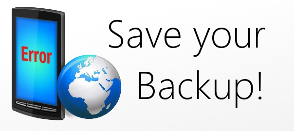 Sony pc companion icon with error screen and a text reading "Save your Backup"